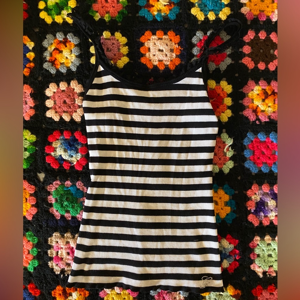 Vintage Y2K Guess Striped Lace Tank